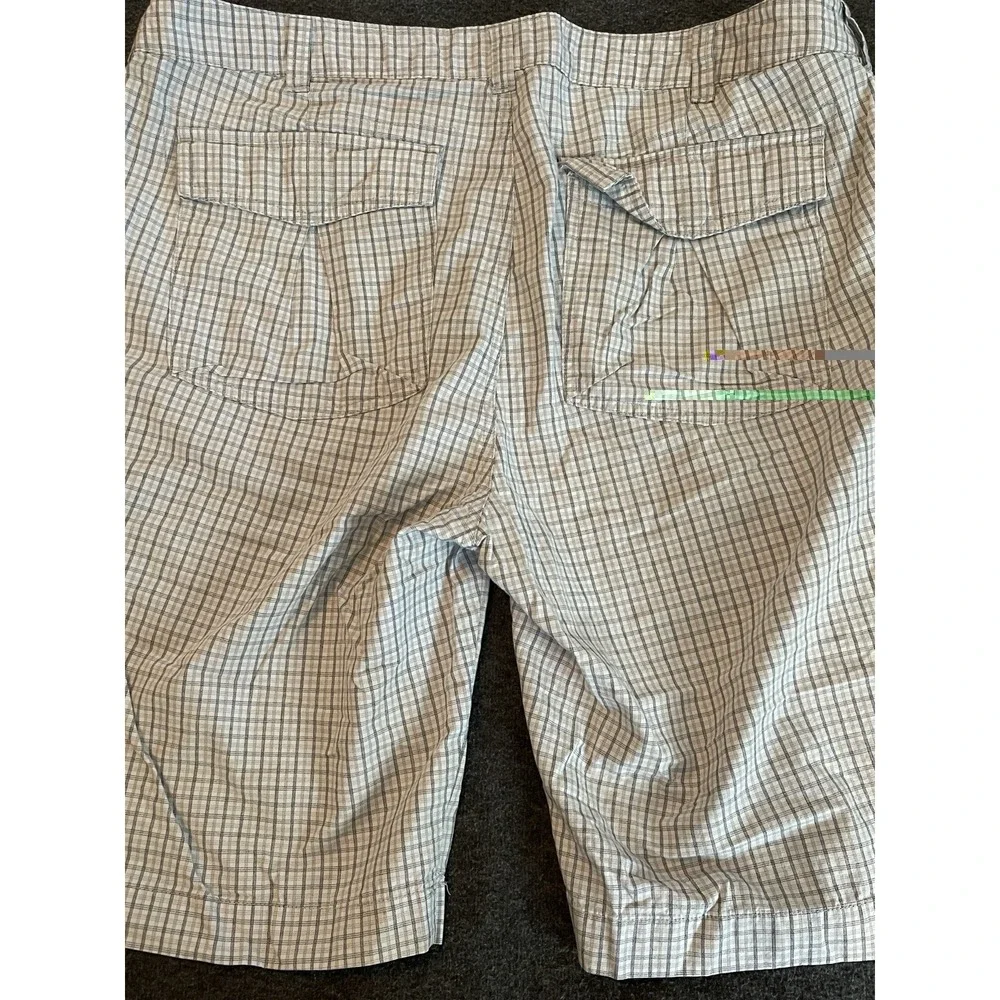 Kenneth Cole New York Mens Plaid Flat Front Cotton Outdoor Gray Chino Shorts 36 - Picture 5 of 6